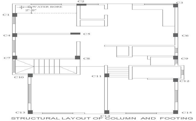 AutoCAD Structural Layout Plan for Columns and Footings