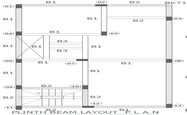 Structural Plinth Beam Layout Plan AUTOCAD DWG File