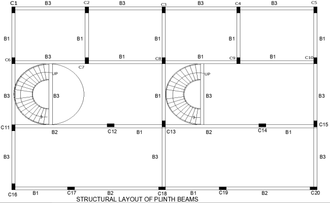 Structural of Plinth Beams Layout Plan AutoCAD DWG File 