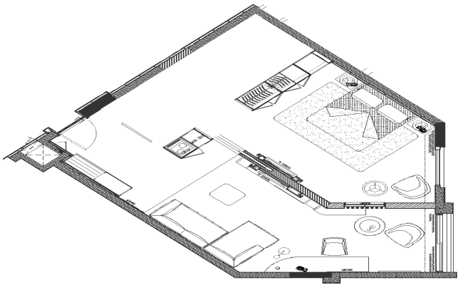 Suite room furniture layout design with all amenities dwg autocad drawing .