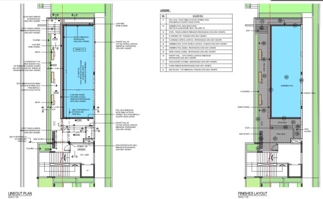 Swimming Pool Architecture CAD Drawing with Deck & Drain