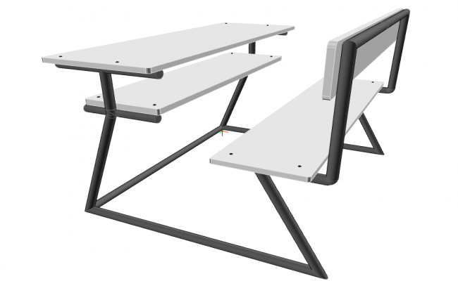 Table and Bench CAD Design in DWG File for Furniture Plan