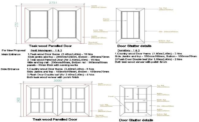 Teak Wood Door Design Details in AutoCAD DWG File