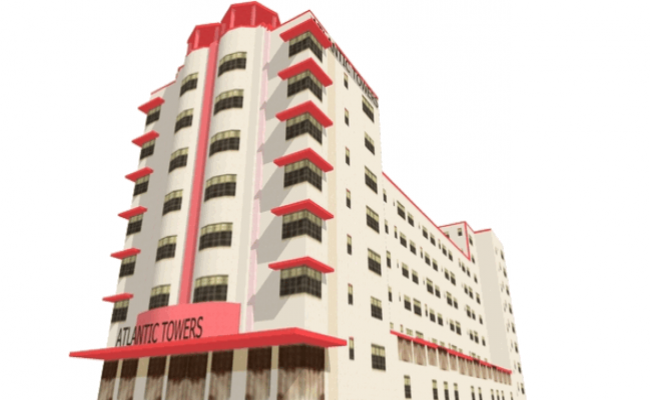 Historic Atlantic Towers 3D Architecture in AutoCAD Drawing File