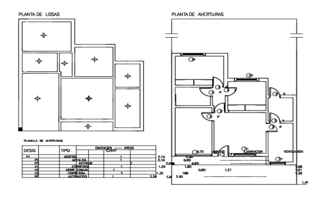 The ventilation location of the 10x11m single story house plan cad drawing 
