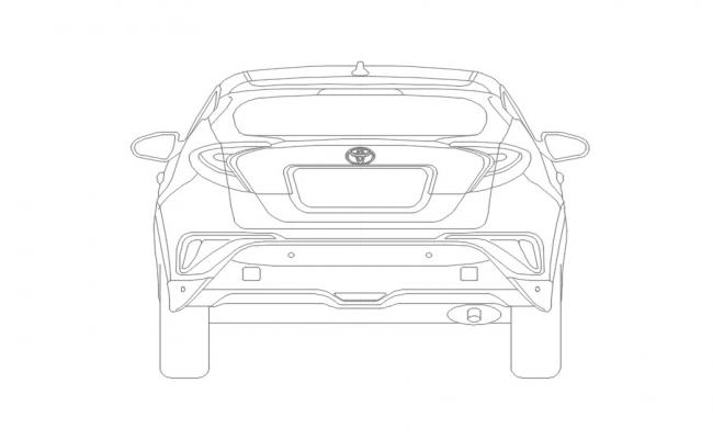 Toyota CAD Back Side Elevation Design CAD Blocks