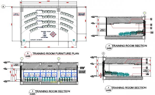 Training Room CAD Drawing for Furniture Layout in AutoCAD File