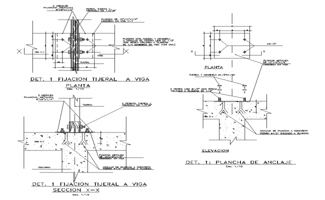 Truss fixing to ground beam cad drawing is given in this cad file. Download this 2d cad file now.