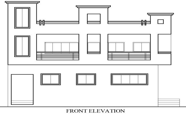 Two-Floor House Front Elevation Layout in DWG Format