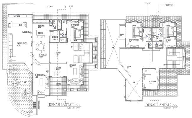 Two Floor Luxury Bungalow Layout Details AutoCAD DWG