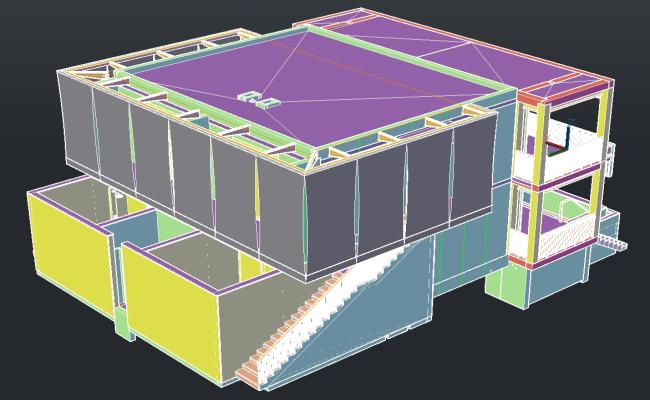 Two-Story Villa Architecture 3D Drawing DWG | CadBull