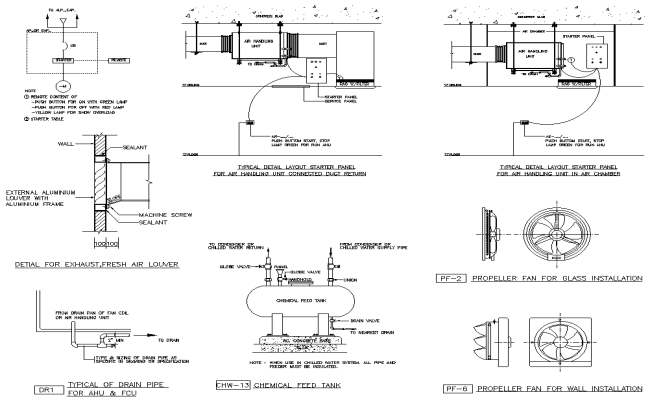 Typical Detail of Drain pipe for AHUand FCU DWG AutoCAD file