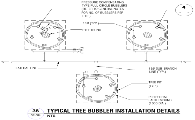 Typical tree bubbler installation detail DWG AutoCAD File