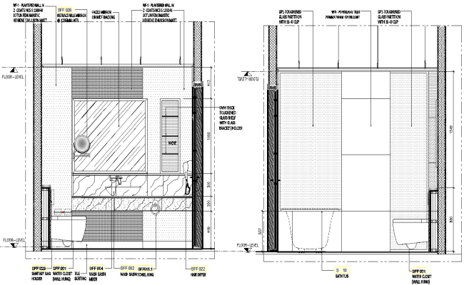 Typical type Toilet and Bath Detailed Elevation DWG AutoCAD file