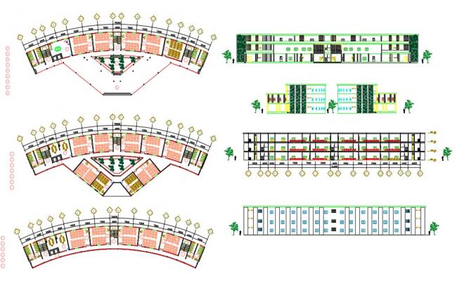 University Plan And Elevation Design DWG File