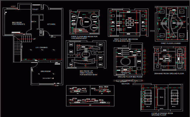 Residential False Ceiling Design DWG AutoCAD Layout File Plan