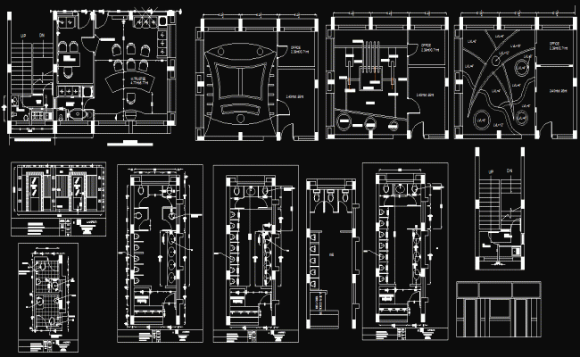 Office Ceiling and Toilet Layout DWG File Plan for Interior Design