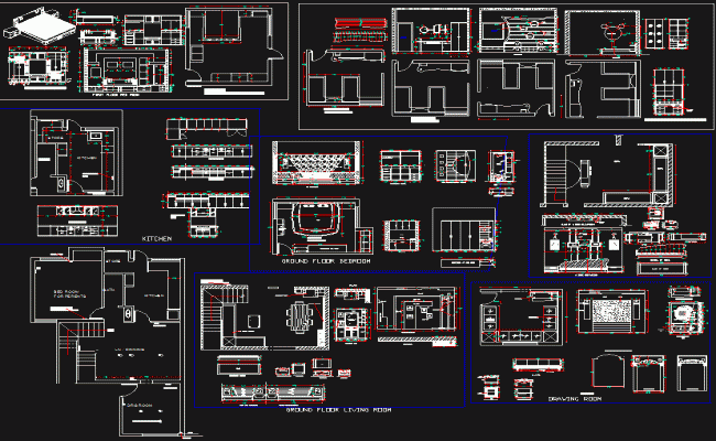 Kitchen, Bedroom, and Elevation DWG Drawing File for CAD Interiors