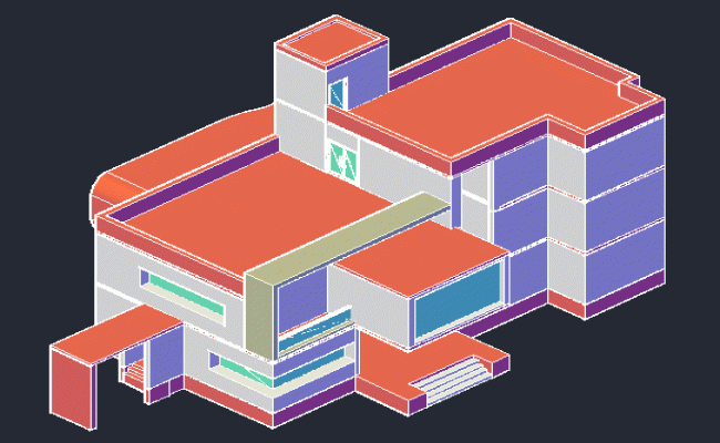 G Plus Two Hotel Elevation Design in DWG AutoCAD File Format