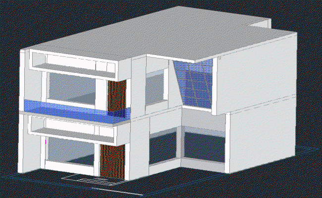 G Plus One Bungalow Elevation View in CAD Drawing File Download