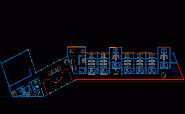 Modern Hotel Layout with Furniture Details AutoCAD DWG Drawing