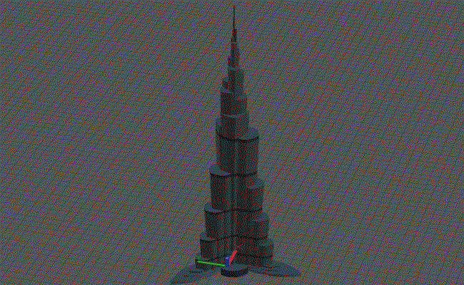 Burj Khalifa Tower 3D Elevation CAD File for AutoCAD and Project Use