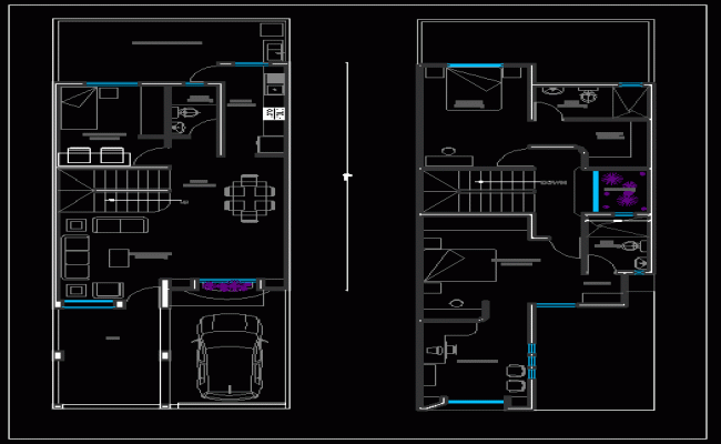 Modern G Plus One House Layout Plan with Detailed DWG Drawing