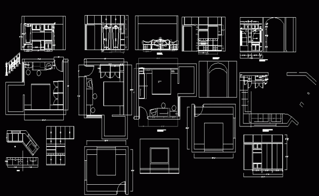 Bedroom and Living Area Setup DWG File for CAD Interior Projects