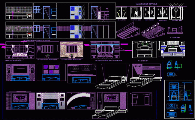 Residential Interior Concept Color CAD DWG File for Design Projects