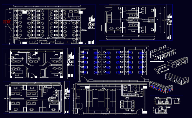 Large Corporate Office Interior Layout DWG File with Furniture Plan