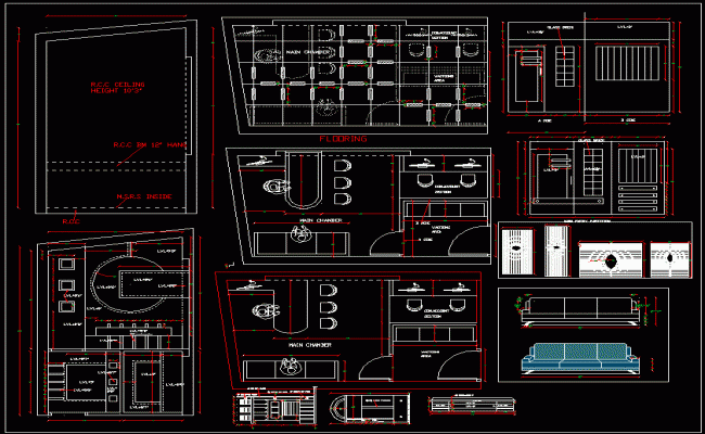 Corporate Office Layout with Flooring and Furniture Design DWG File
