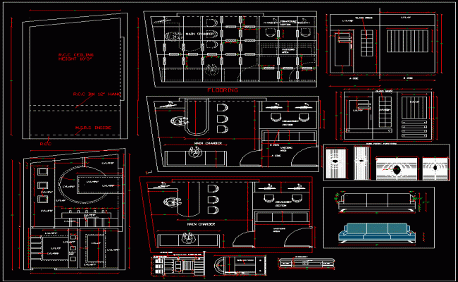 Office Cabin Ceiling and Interior Layout Design AutoCAD DWG File