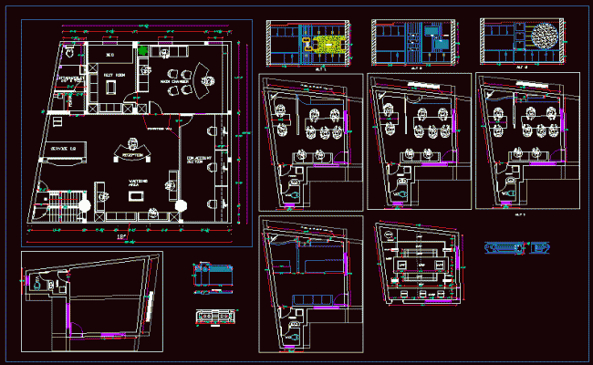 Office Building Section and Floor Layout Design AutoCAD DWG File