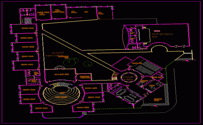 Modern School Building Floor Plan and Interior Layout DWG File