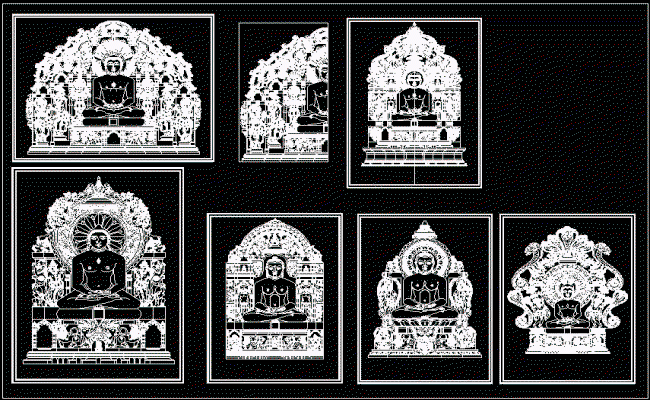 Temple Parikar Architectural Front Elevation Design DWG File