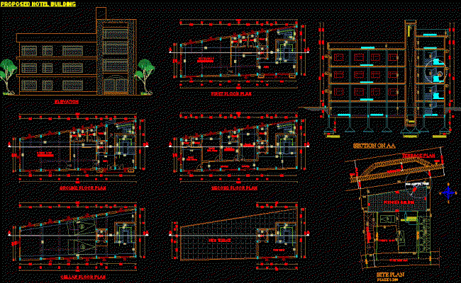 High-Class Motel Elevation CAD Drawing File Layout AutoCAD file