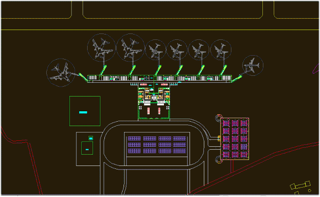 International Airport Terminal Floor Plan and CAD Layout Design