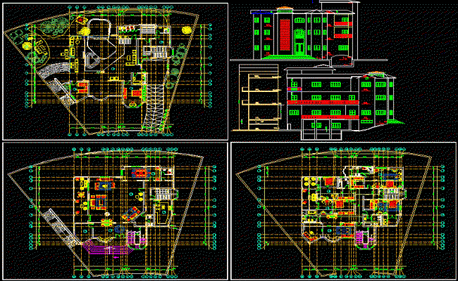 Modern Villa Layout and Interior Elevation Design in DWG File