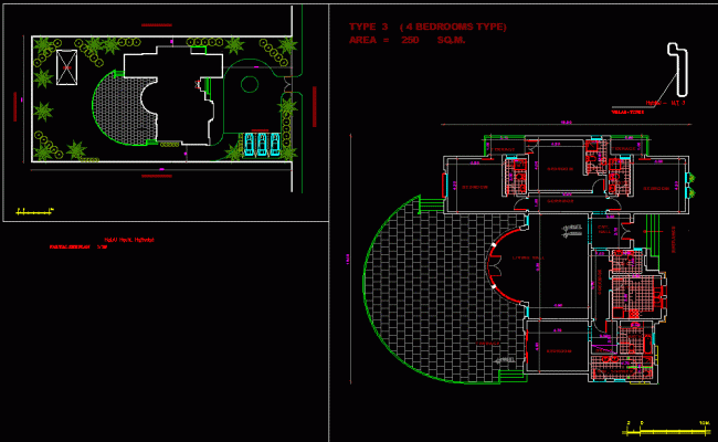 4 BHK Modern Villa Interior Layout and Floor Plan in AutoCAD File