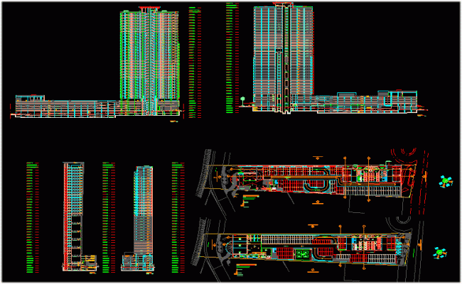 High Rise Office Building Floor Plan and Elevation DWG CAD File