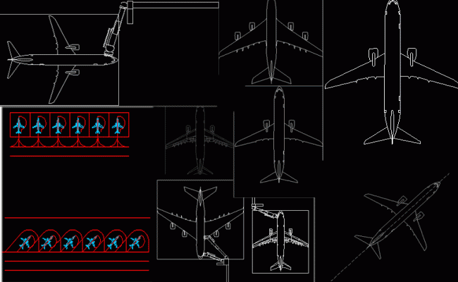 Different Aircraft Design and Layout in AutoCAD Drawing File