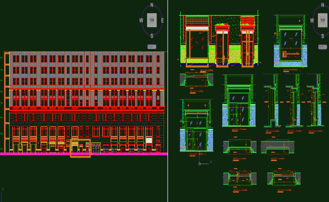 Penn Plaza Building Front Elevation and Section DWG Drawing File