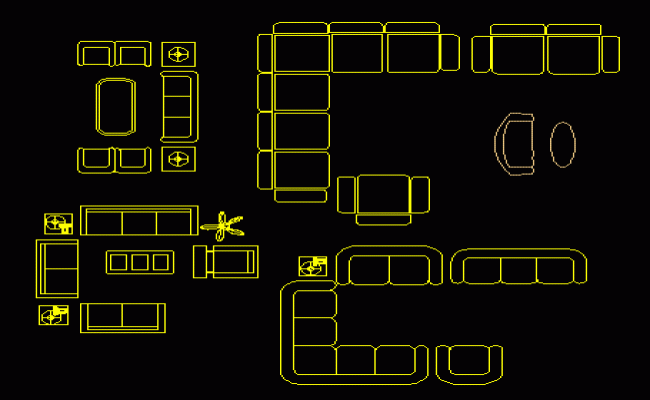Drawing Room Sofa Layout and Interior Design in DWG CAD File