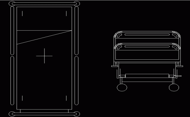Hospital Bed CAD Block DWG Drawing for Interior and Equipment Design