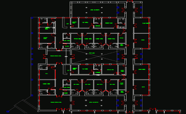 Hospital Building Layout and Architectural Floor Plan in CAD File