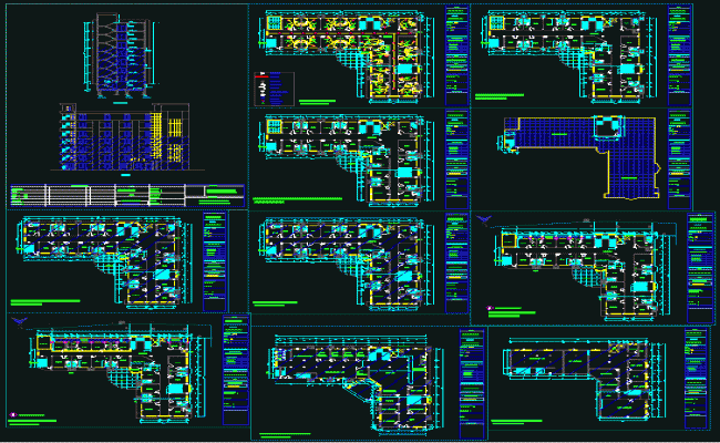 University Floor Plan and Elevation Architectural Design in AutoCAD