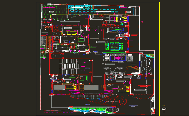 Furniture Floor Plan Design for Modern Bungalow Layout in DWG File