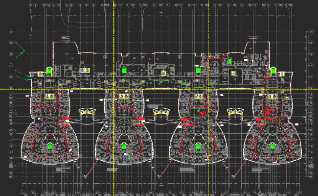 Multipurpose Hospital Building Floor Layout and Section Plan