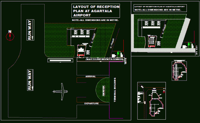 Airport Full Layout and Terminal Site Plan in CAD Drawing File