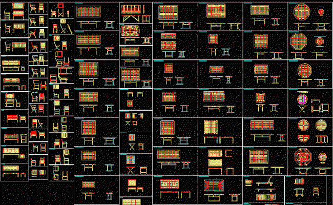 Standard Furniture Blocks Collection Layout in AutoCAD CAD File